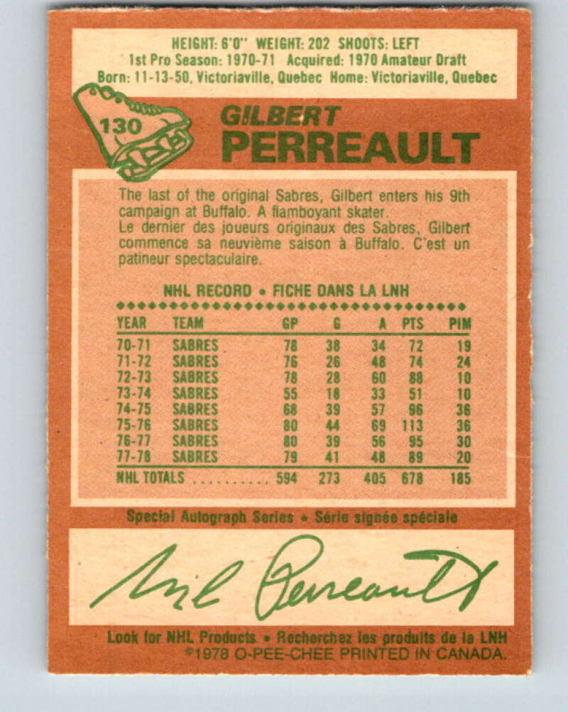1978-79 O-Pee-Chee #130 Gilbert Perreault Buffalo Sabres V22746
