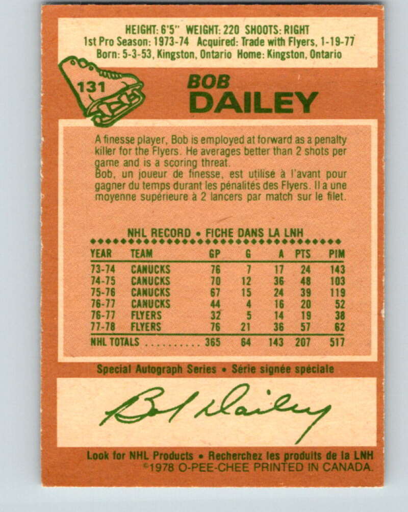 1978-79 O-Pee-Chee #131 Bob Dailey Philadelphia Flyers V22758