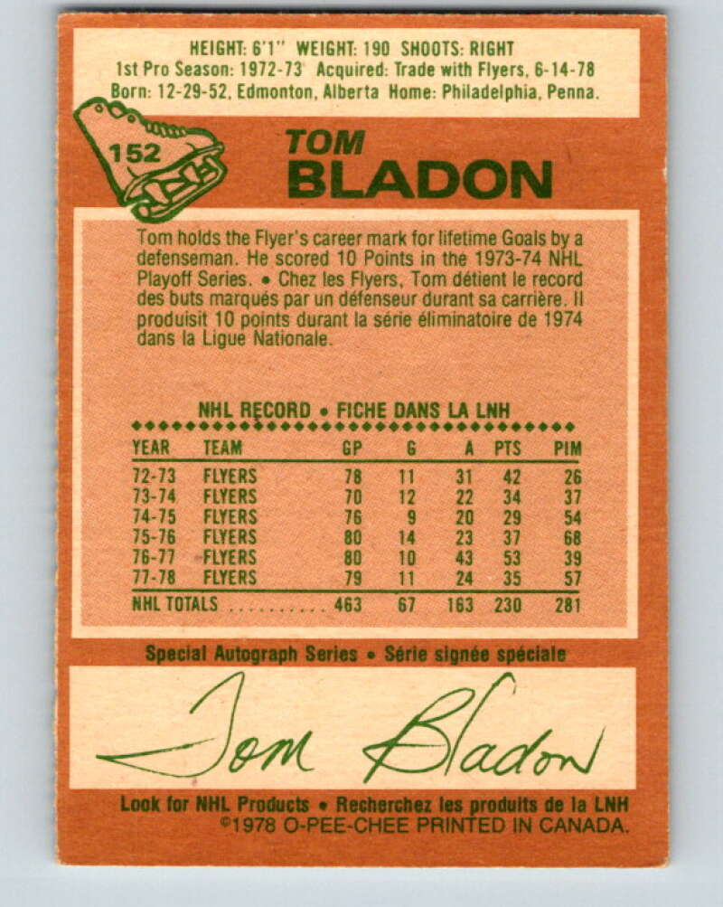 1978-79 O-Pee-Chee #152 Tom Bladon Pittsburgh Penguins V23036