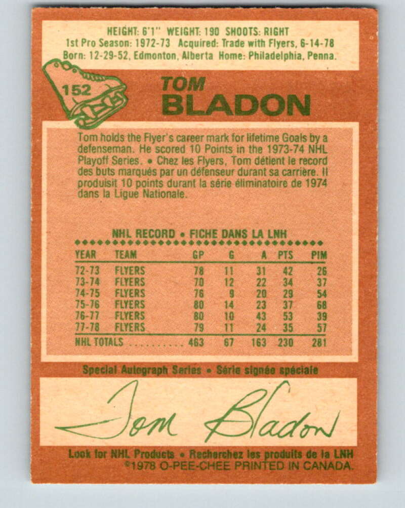 1978-79 O-Pee-Chee #152 Tom Bladon Pittsburgh Penguins V23037