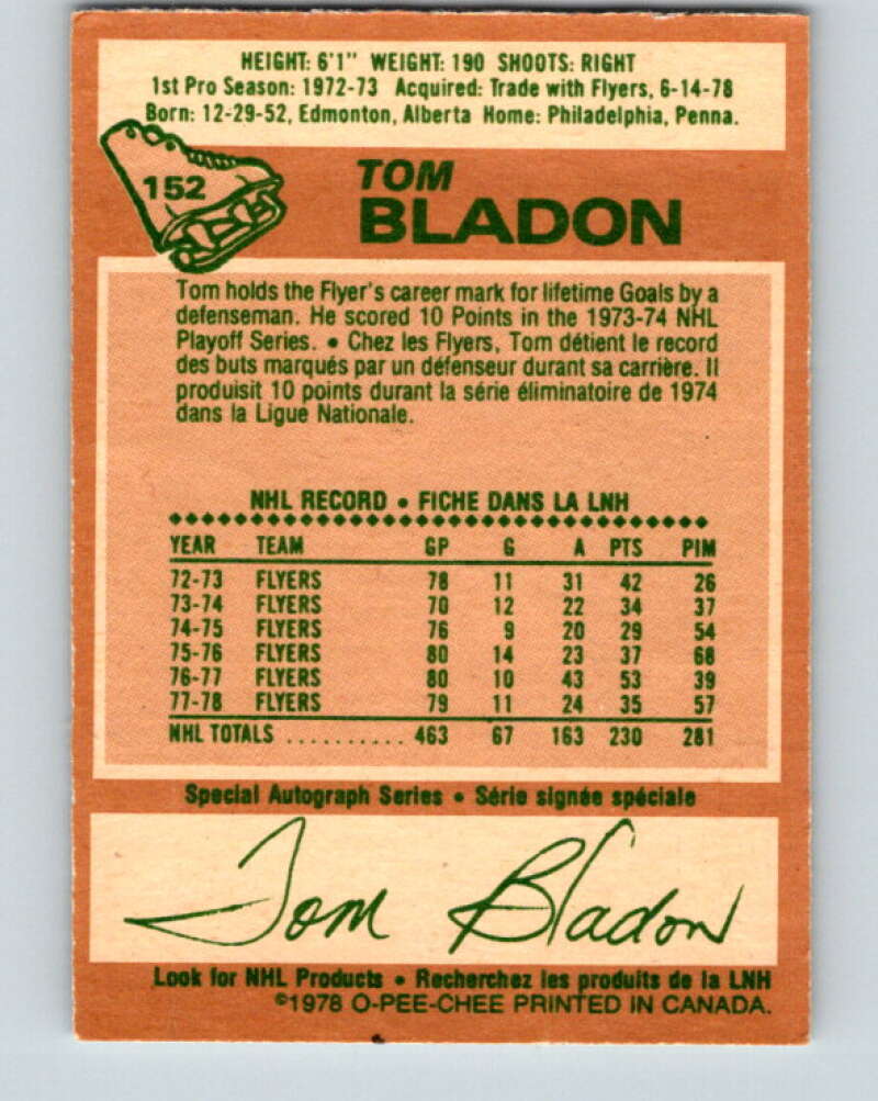 1978-79 O-Pee-Chee #152 Tom Bladon Pittsburgh Penguins V23038
