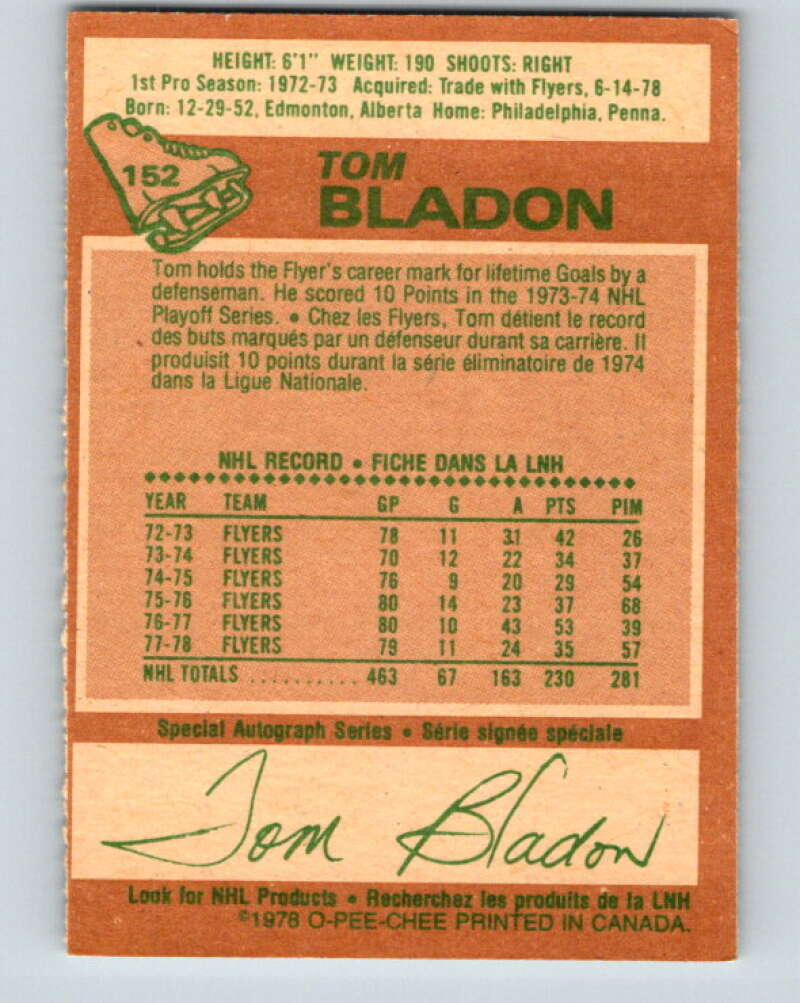 1978-79 O-Pee-Chee #152 Tom Bladon Pittsburgh Penguins V23039