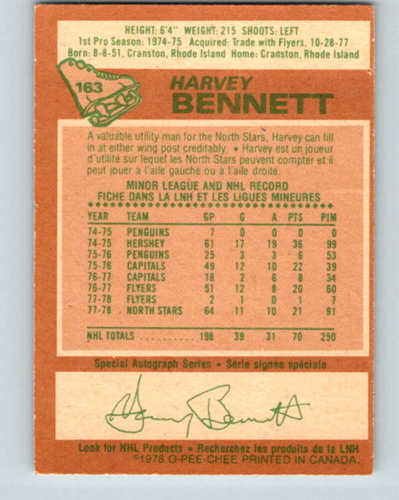 1978-79 O-Pee-Chee #163 Harvey Bennett St. Louis Blues V23160