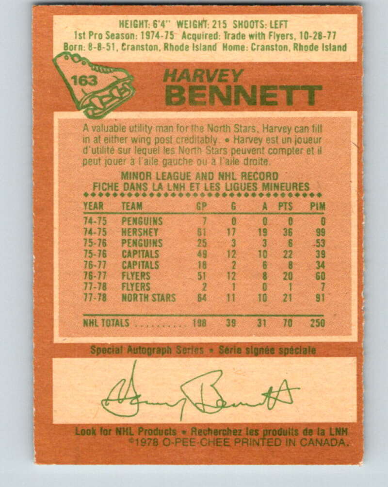 1978-79 O-Pee-Chee #163 Harvey Bennett St. Louis Blues V23163