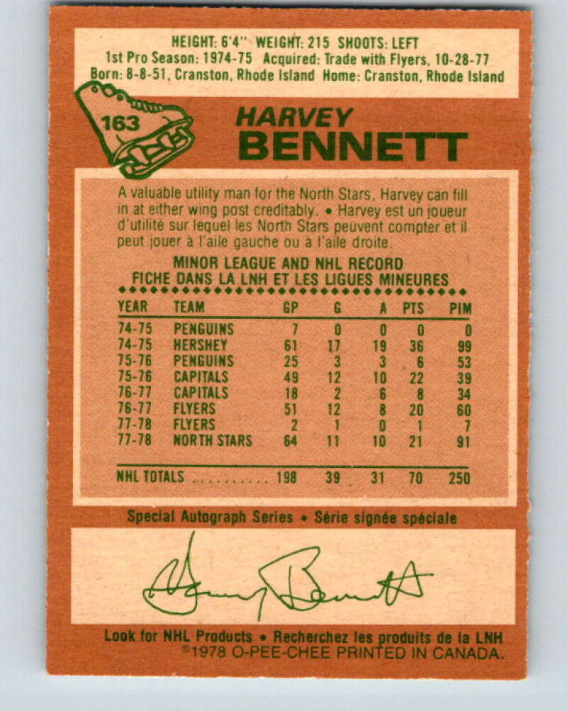 1978-79 O-Pee-Chee #163 Harvey Bennett St. Louis Blues V23169