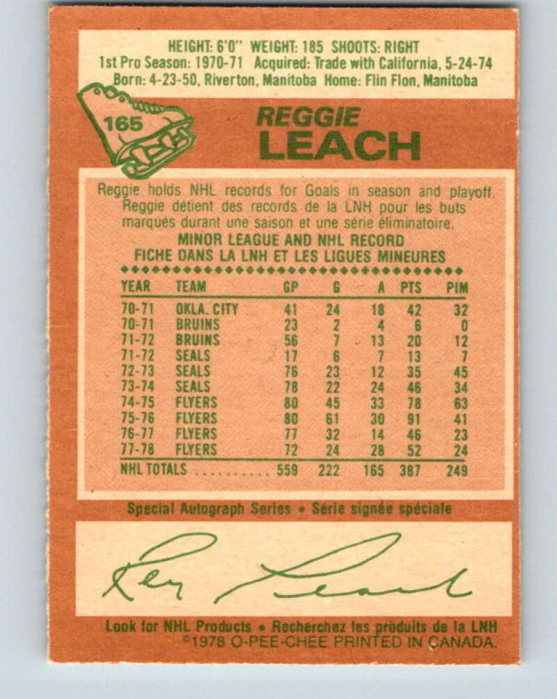 1978-79 O-Pee-Chee #165 Reggie Leach Philadelphia Flyers V23187
