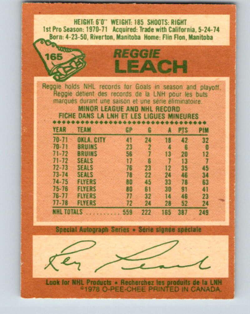 1978-79 O-Pee-Chee #165 Reggie Leach Philadelphia Flyers V23188