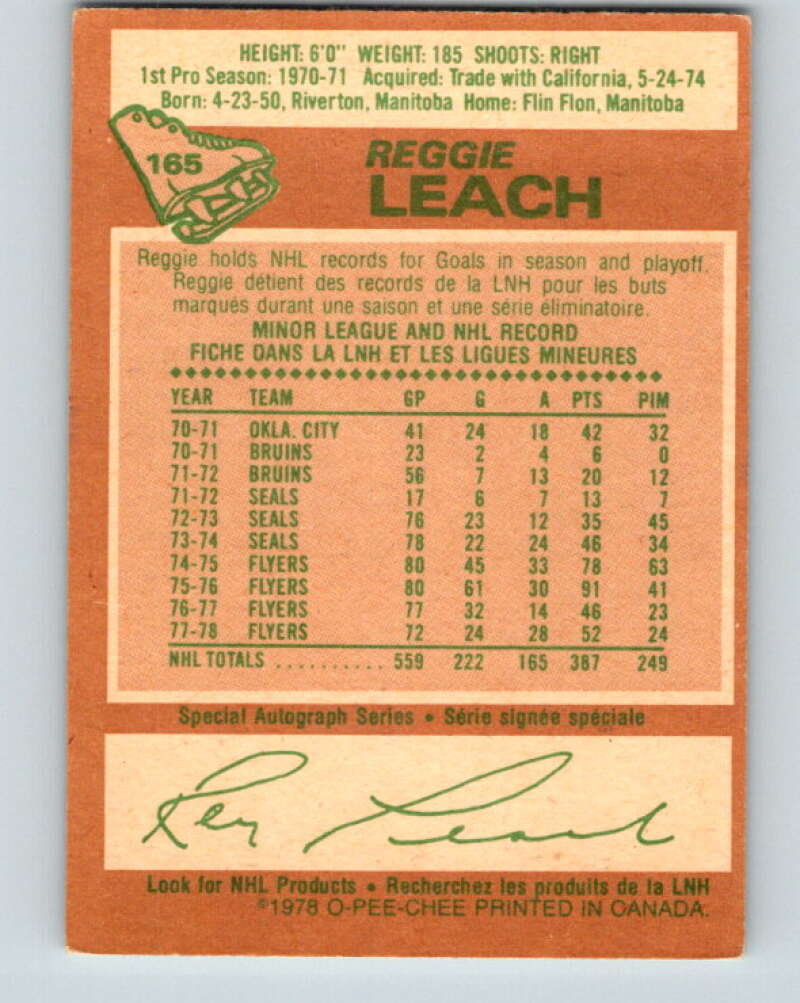 1978-79 O-Pee-Chee #165 Reggie Leach Philadelphia Flyers V23189