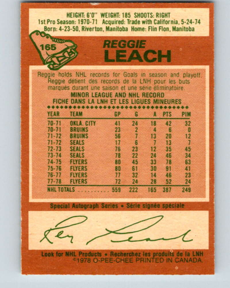 1978-79 O-Pee-Chee #165 Reggie Leach Philadelphia Flyers V23192