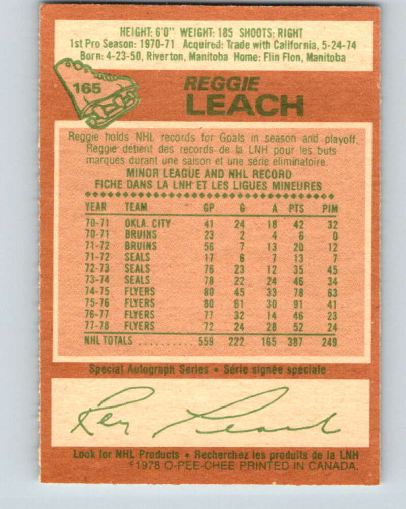 1978-79 O-Pee-Chee #165 Reggie Leach Philadelphia Flyers V23193