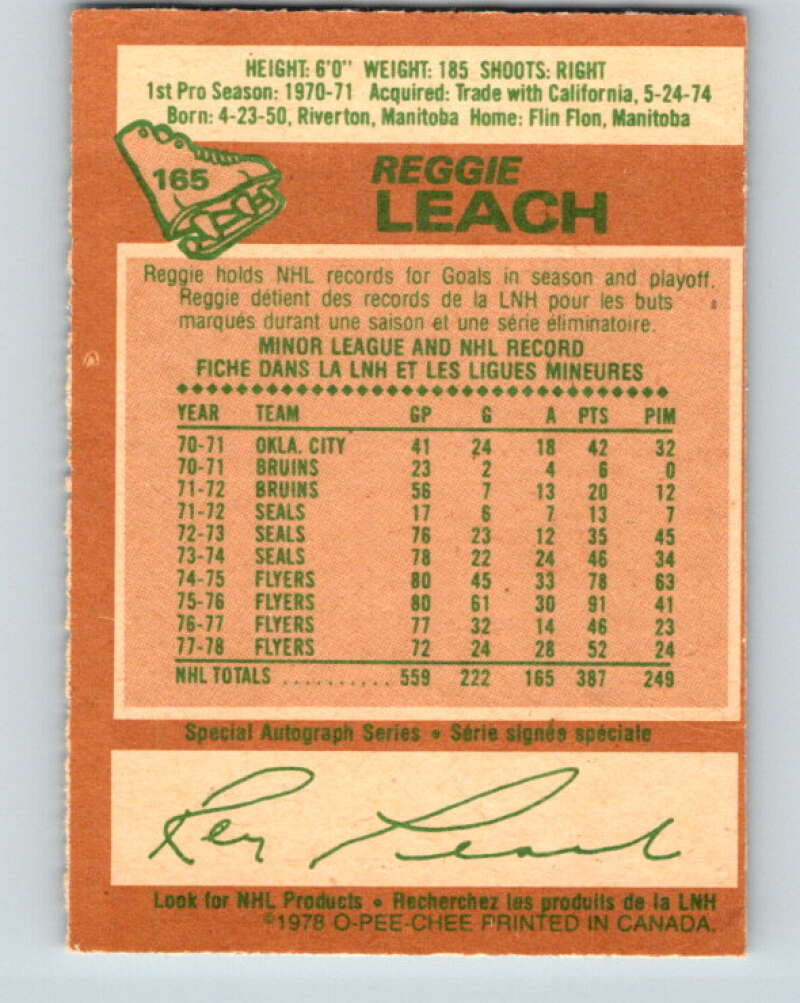 1978-79 O-Pee-Chee #165 Reggie Leach Philadelphia Flyers V23195