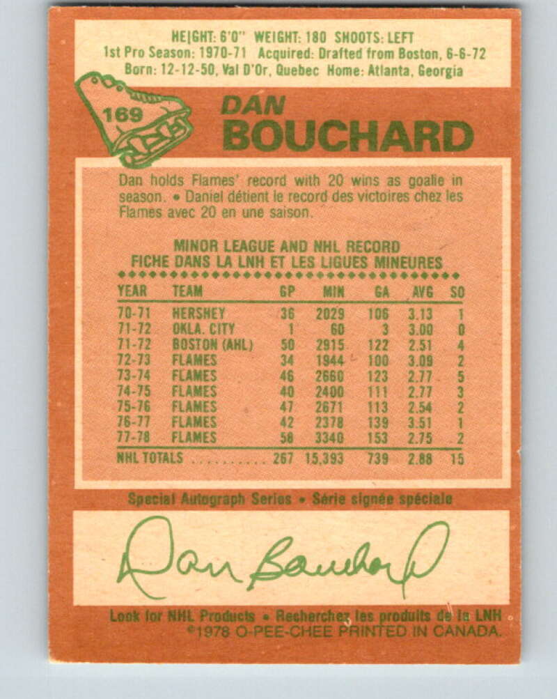1978-79 O-Pee-Chee #169 Dan Bouchard Atlanta Flames V23253