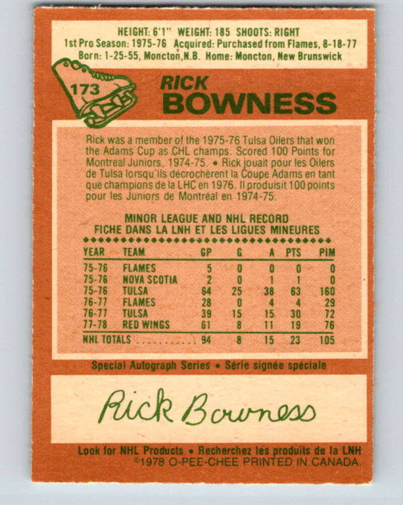 1978-79 O-Pee-Chee #173 Rick Bowness St. Louis Blues V23304