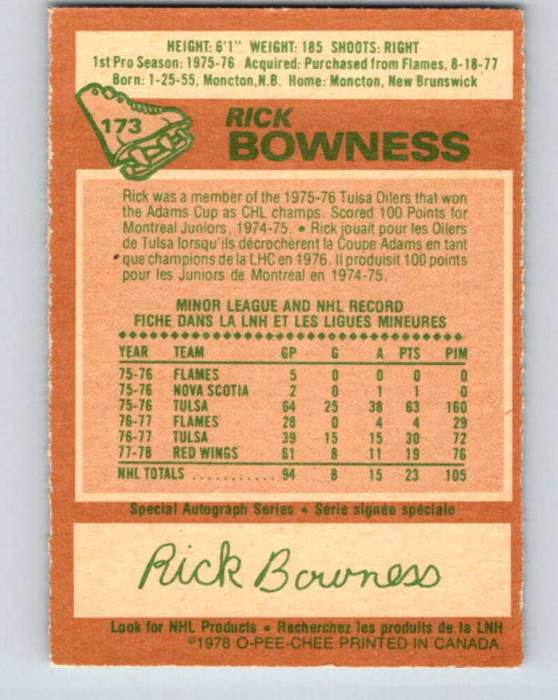 1978-79 O-Pee-Chee #173 Rick Bowness St. Louis Blues V23309