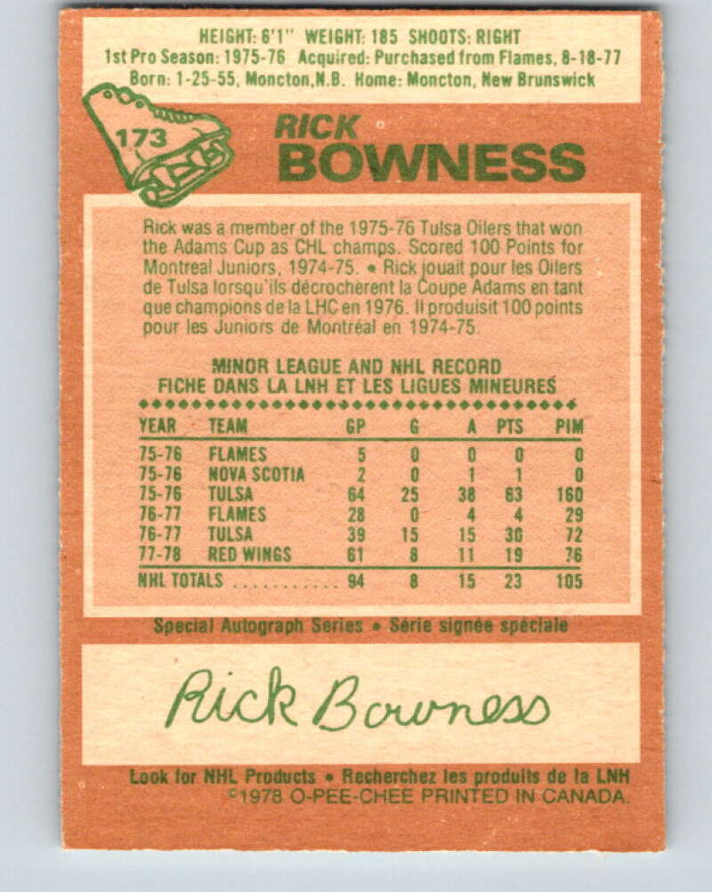 1978-79 O-Pee-Chee #173 Rick Bowness St. Louis Blues V23311