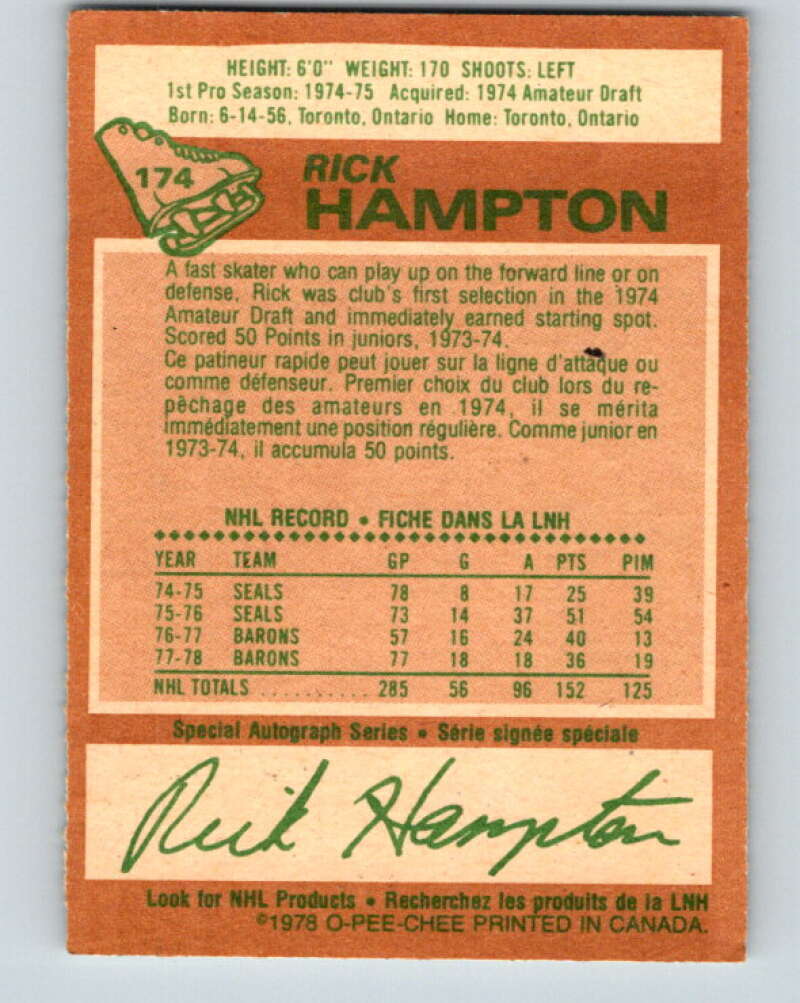 1978-79 O-Pee-Chee #174 Rick Hampton Los Angeles Kings V23321