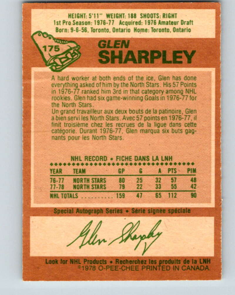 1978-79 O-Pee-Chee #175 Glen Sharpley North Stars V23333