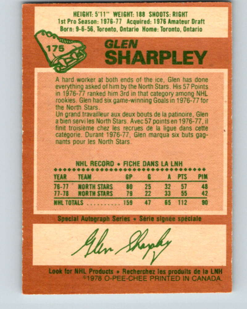 1978-79 O-Pee-Chee #175 Glen Sharpley North Stars V23347