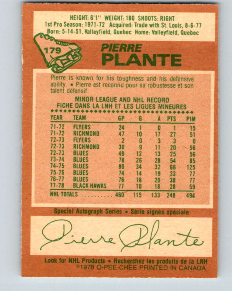 1978-79 O-Pee-Chee #179 Pierre Plante New York Rangers V23406