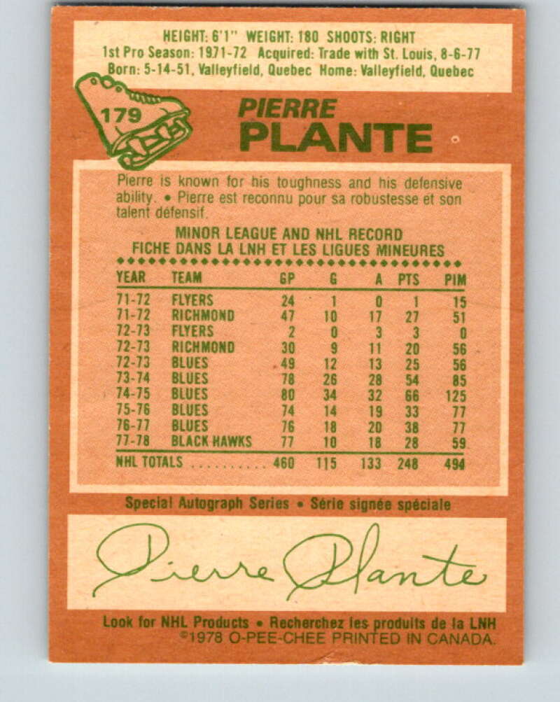 1978-79 O-Pee-Chee #179 Pierre Plante New York Rangers V23411