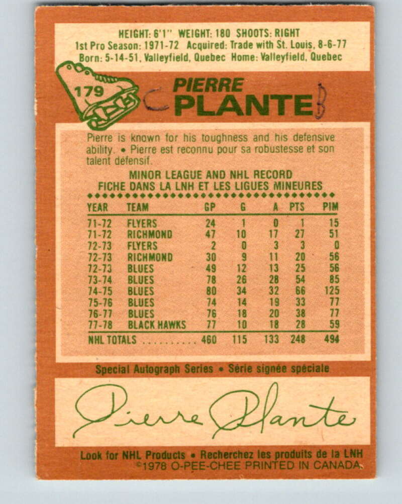 1978-79 O-Pee-Chee #179 Pierre Plante New York Rangers V23415