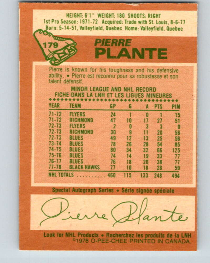 1978-79 O-Pee-Chee #179 Pierre Plante New York Rangers V23418