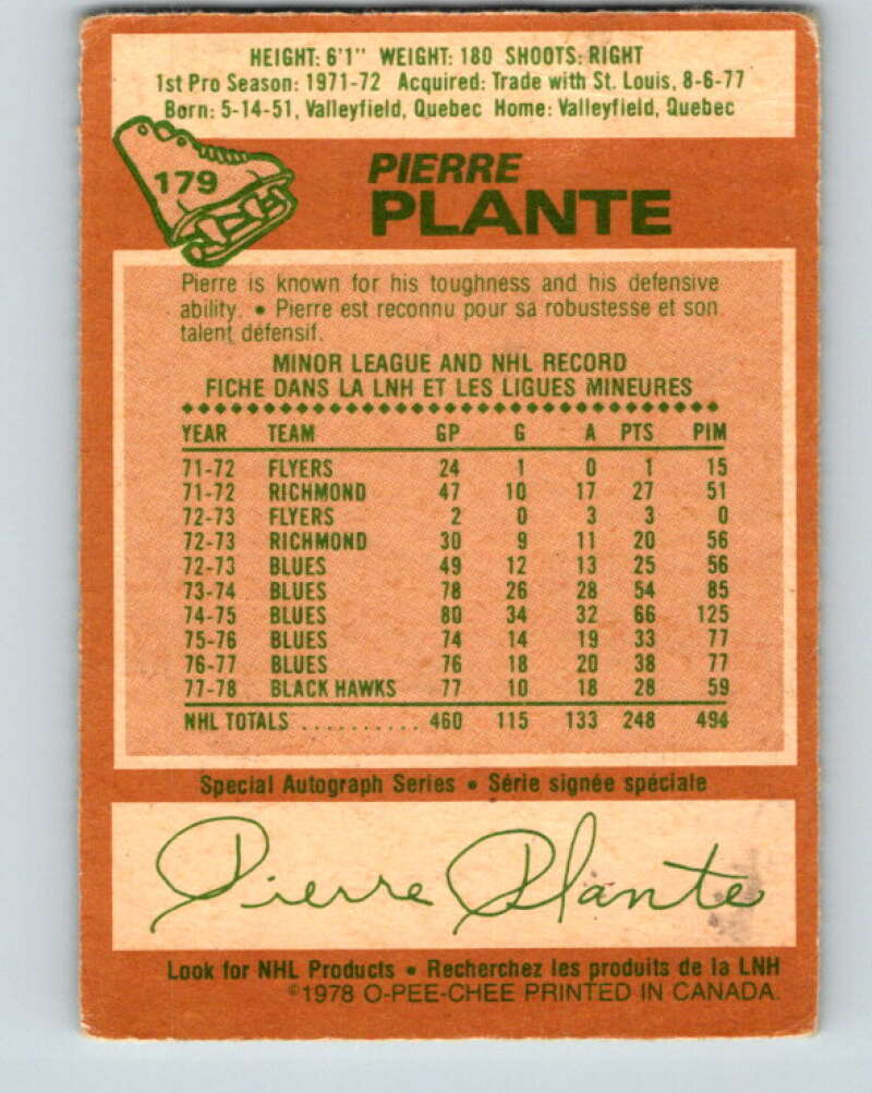 1978-79 O-Pee-Chee #179 Pierre Plante New York Rangers V23420