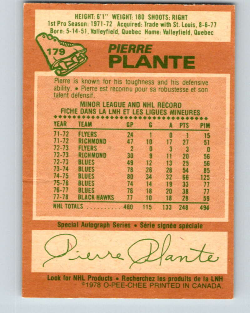 1978-79 O-Pee-Chee #179 Pierre Plante New York Rangers V23426