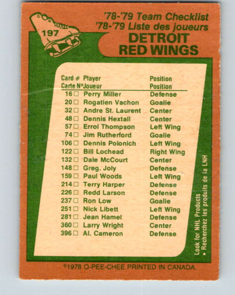 1978-79 O-Pee-Chee #197 Detroit Red Wings TC V23674