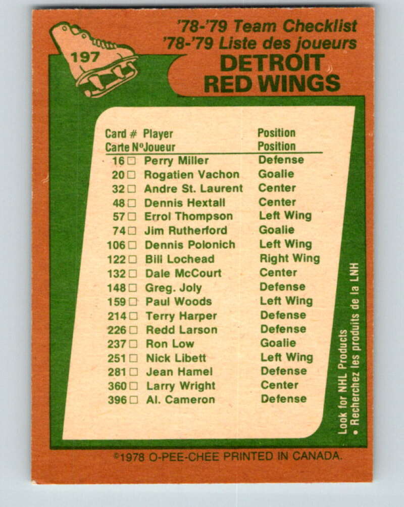 1978-79 O-Pee-Chee #197 Detroit Red Wings TC V23681