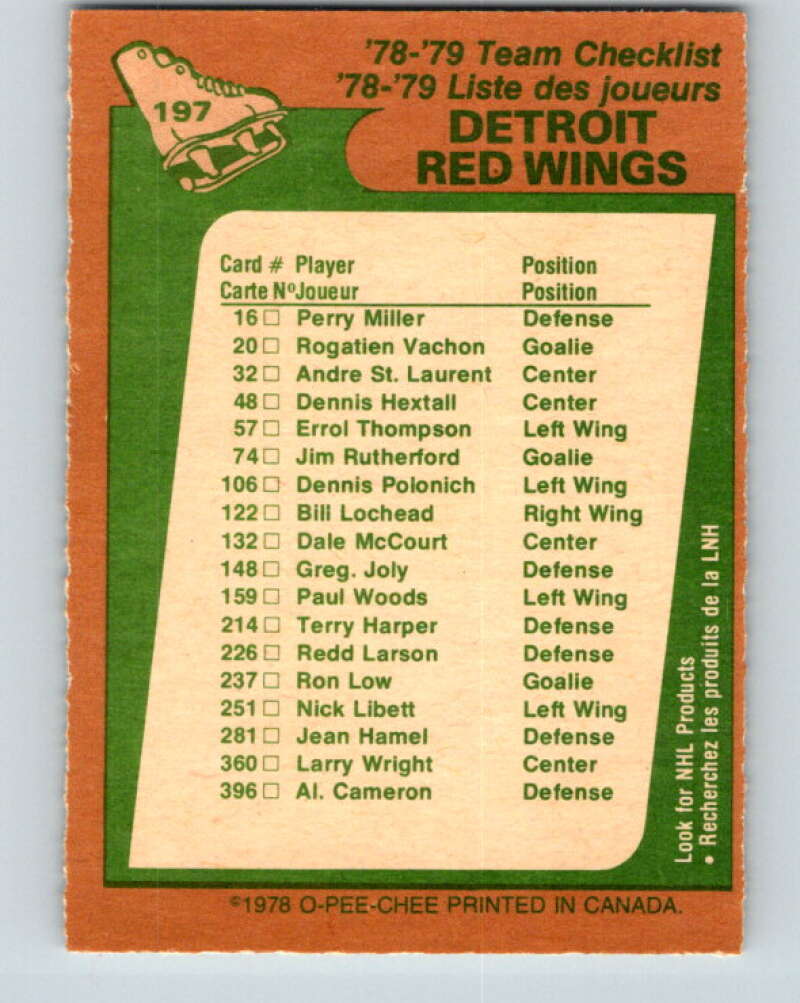 1978-79 O-Pee-Chee #197 Detroit Red Wings TC V23682
