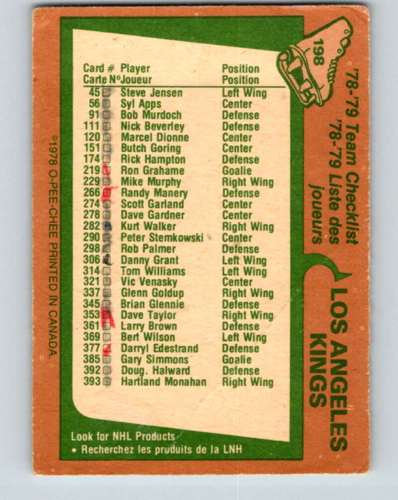 1978-79 O-Pee-Chee #198 Los Angeles Kings TC V23684