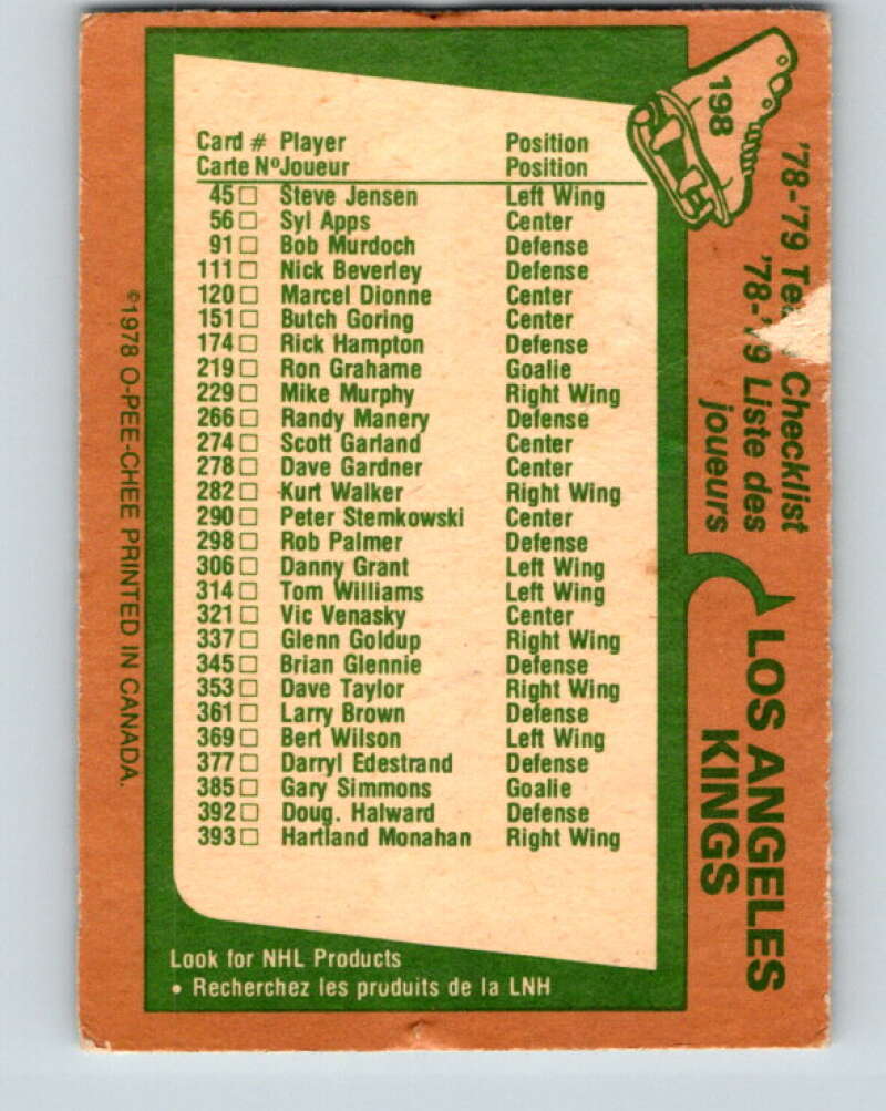 1978-79 O-Pee-Chee #198 Los Angeles Kings TC V23689