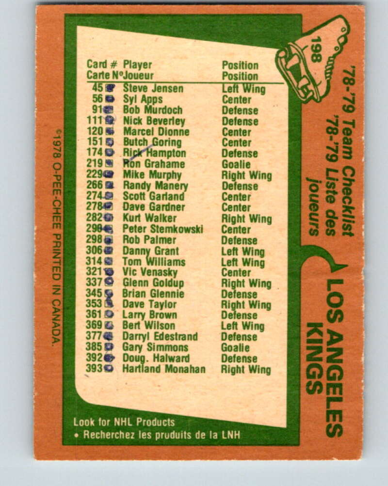 1978-79 O-Pee-Chee #198 Los Angeles Kings TC V23691