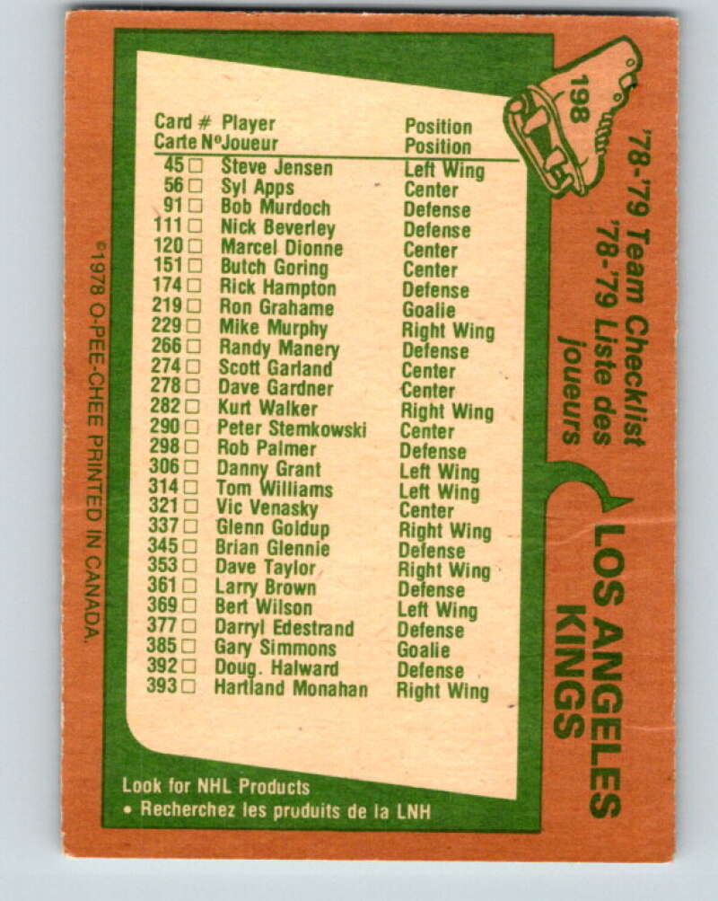 1978-79 O-Pee-Chee #198 Los Angeles Kings TC V23692