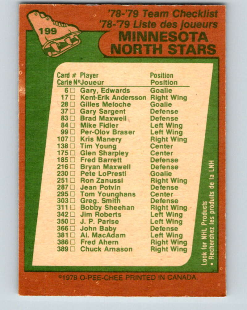 1978-79 O-Pee-Chee #199 Minnesota North Stars TC V23699