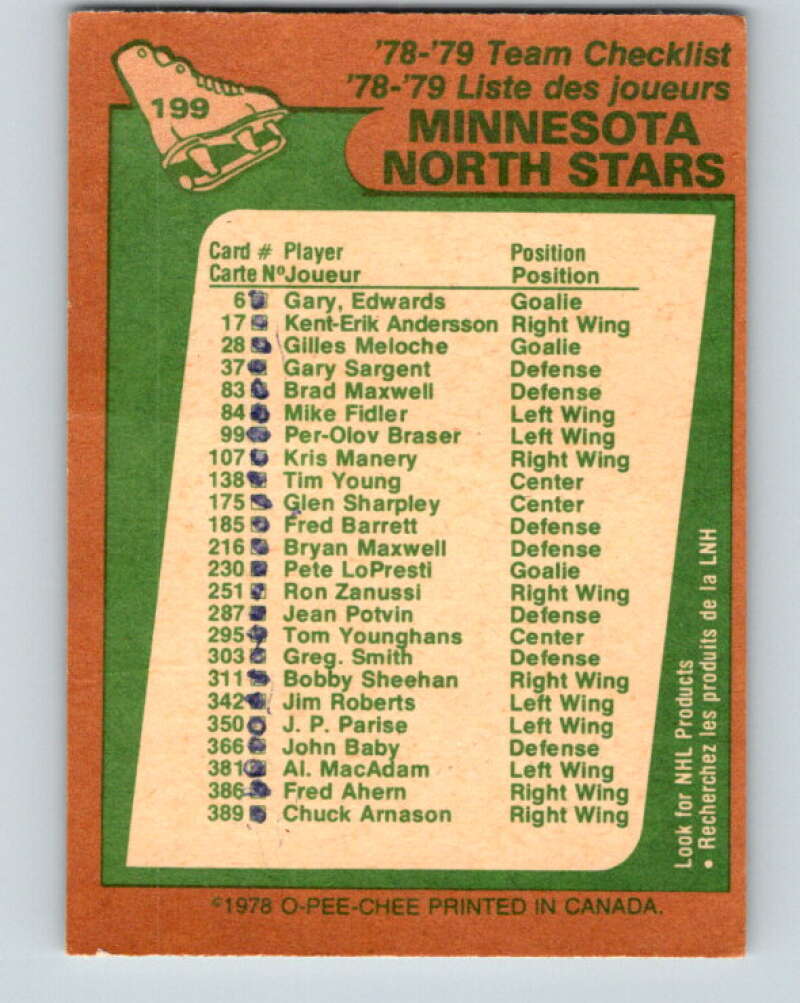 1978-79 O-Pee-Chee #199 Minnesota North Stars TC V23703