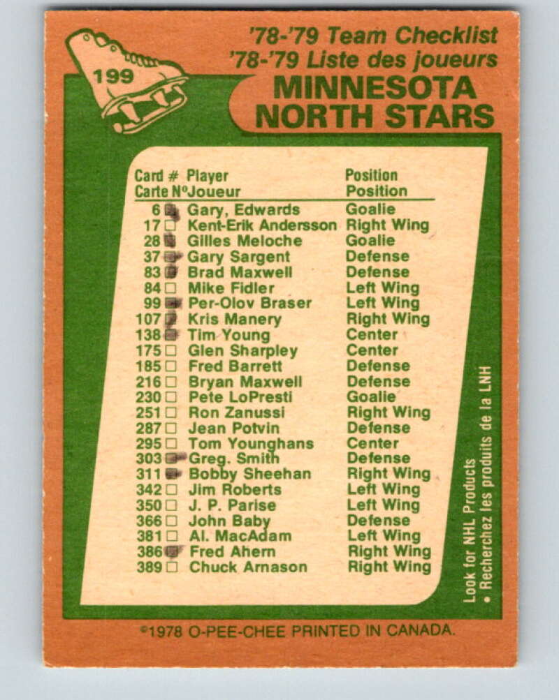 1978-79 O-Pee-Chee #199 Minnesota North Stars TC V23704