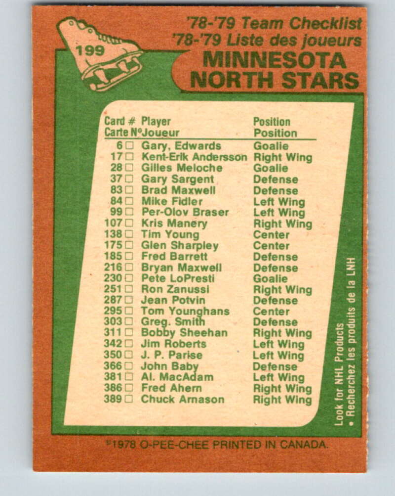 1978-79 O-Pee-Chee #199 Minnesota North Stars TC V23706