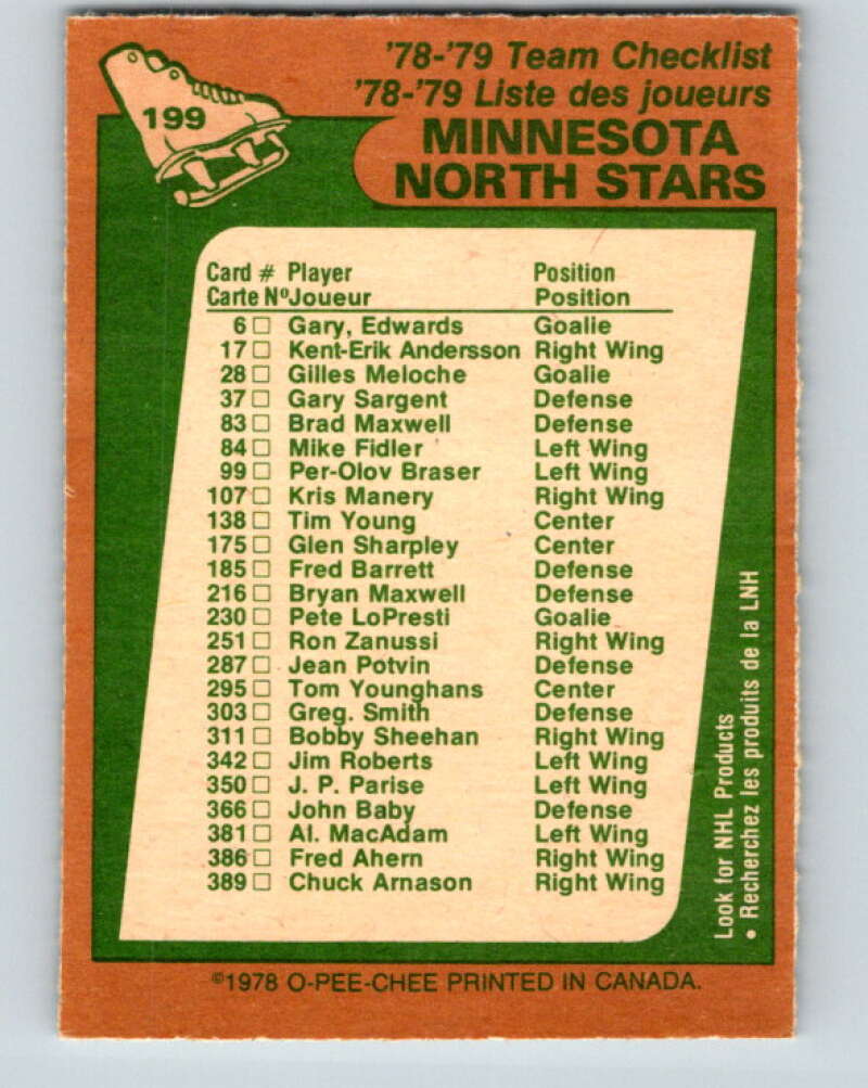 1978-79 O-Pee-Chee #199 Minnesota North Stars TC V23707