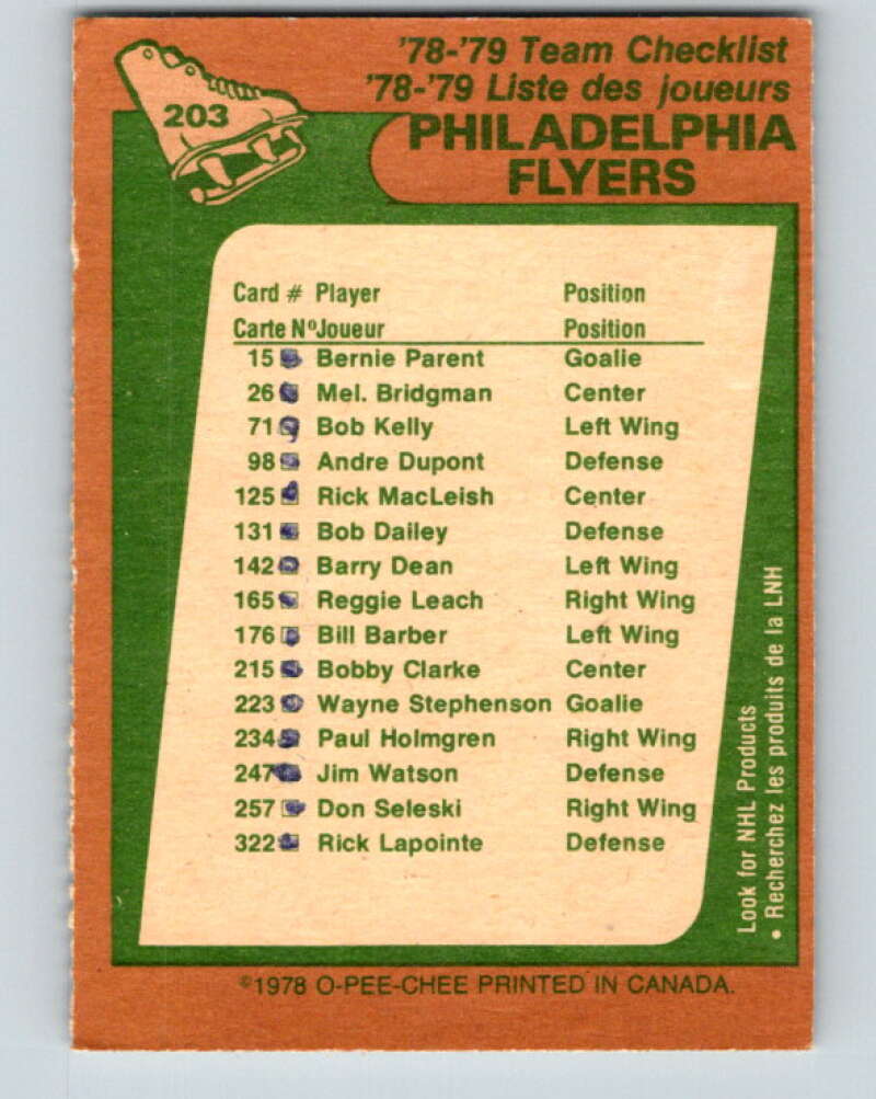 1978-79 O-Pee-Chee #203 Philadelphia Flyers TC V23750