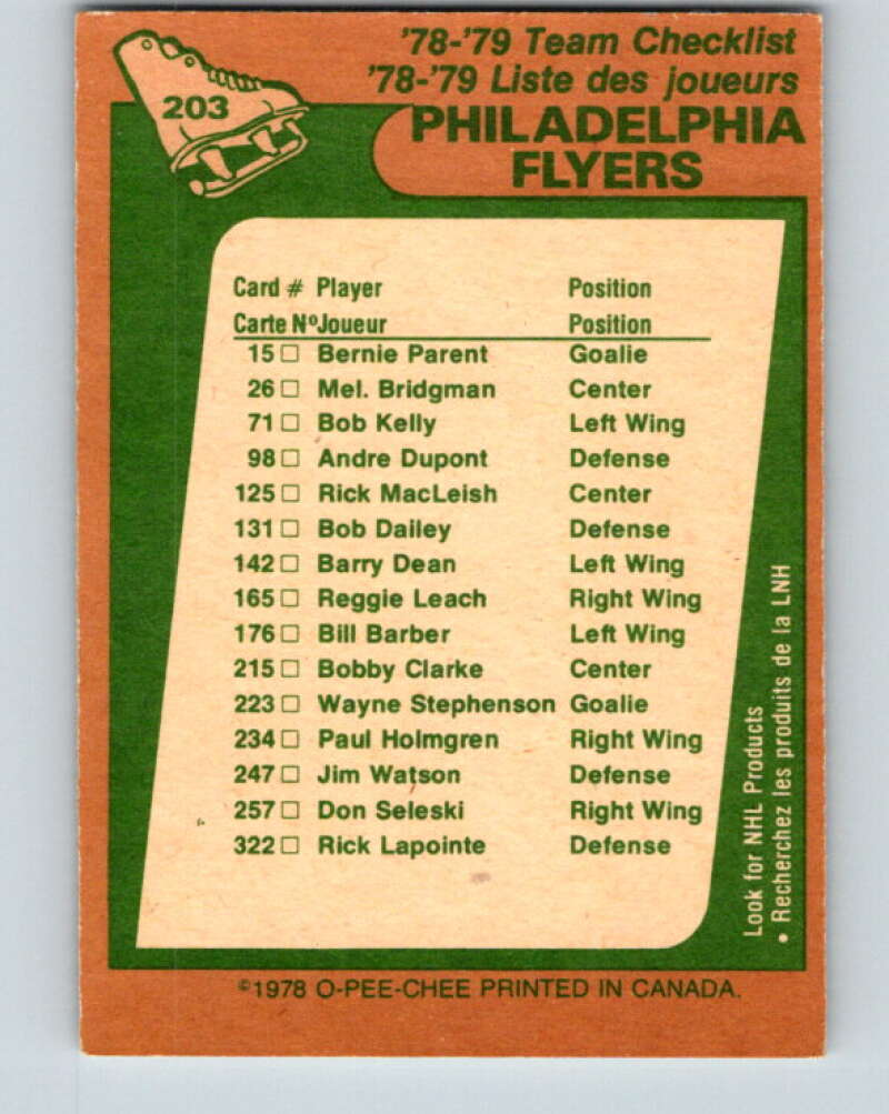 1978-79 O-Pee-Chee #203 Philadelphia Flyers TC V23751