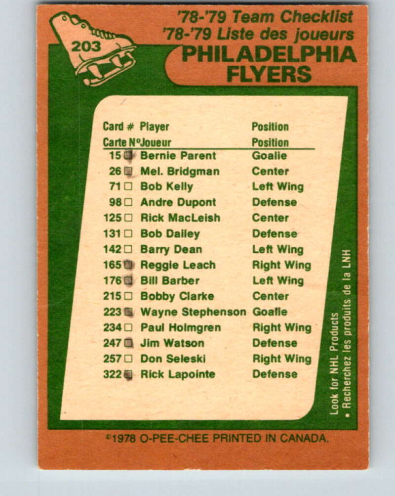 1978-79 O-Pee-Chee #203 Philadelphia Flyers TC V23757