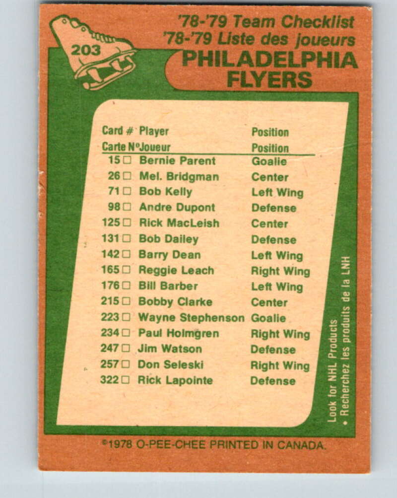 1978-79 O-Pee-Chee #203 Philadelphia Flyers TC V23759
