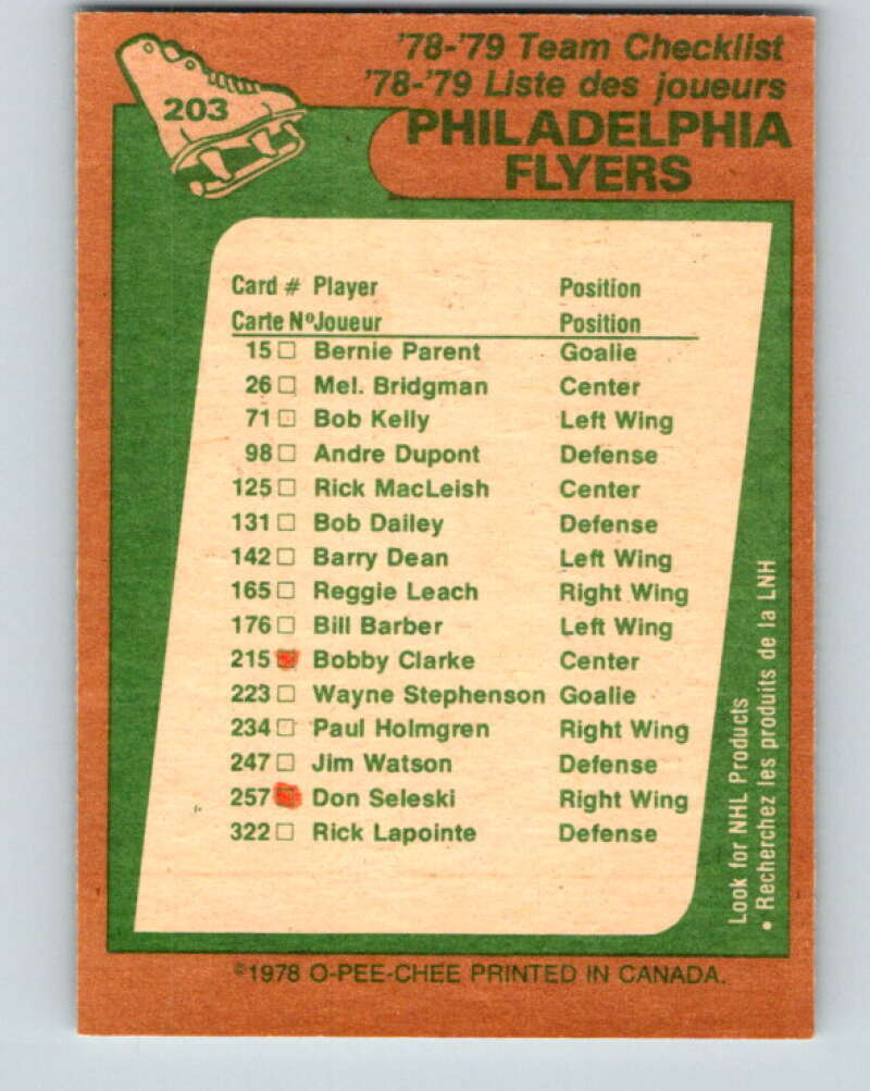 1978-79 O-Pee-Chee #203 Philadelphia Flyers TC V23761