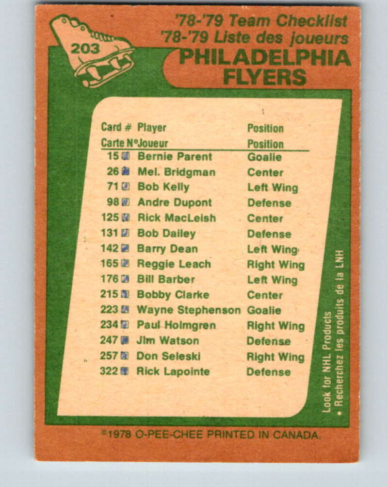 1978-79 O-Pee-Chee #203 Philadelphia Flyers TC V23762
