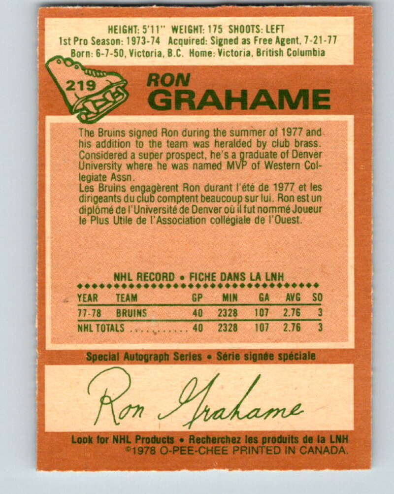 1978-79 O-Pee-Chee #219 Ron Grahame Los Angeles Kings V23952