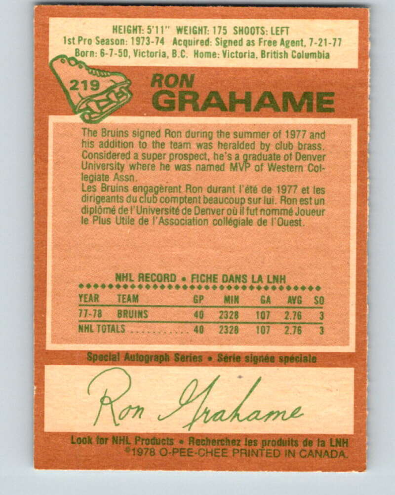 1978-79 O-Pee-Chee #219 Ron Grahame Los Angeles Kings V23957