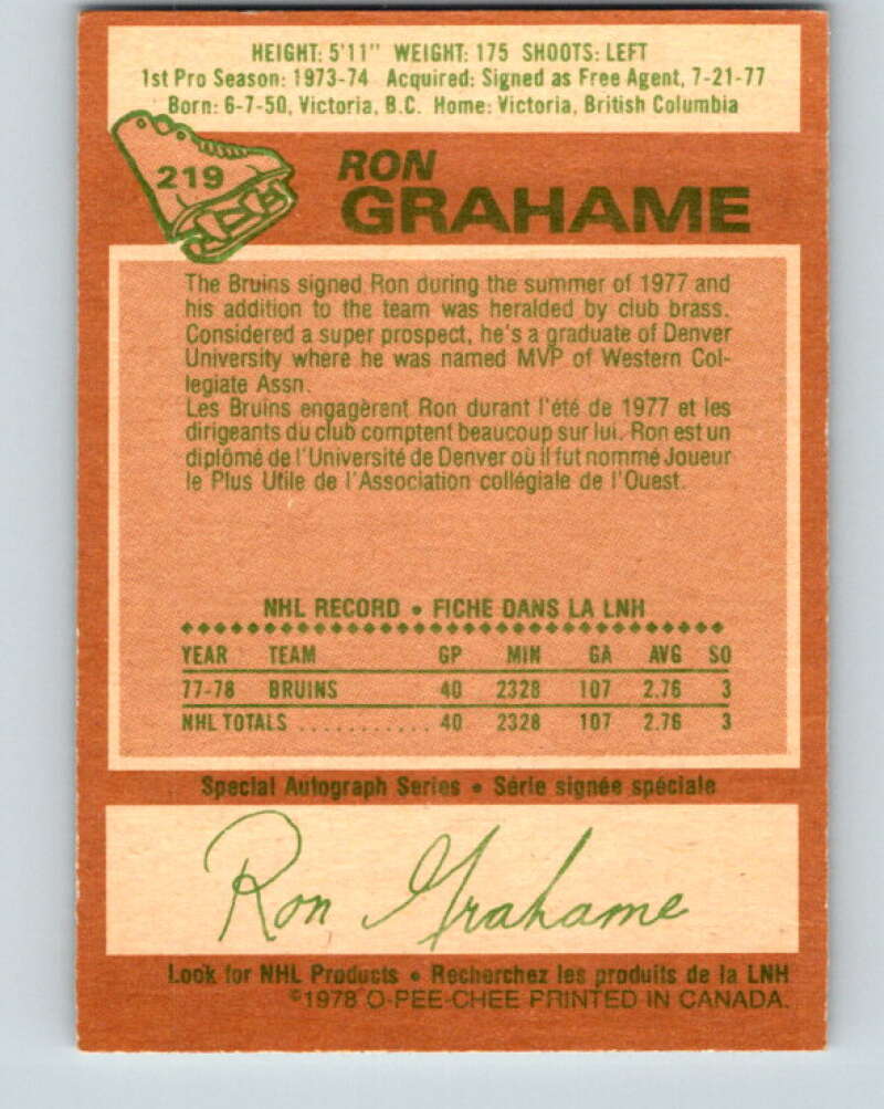 1978-79 O-Pee-Chee #219 Ron Grahame Los Angeles Kings V23960