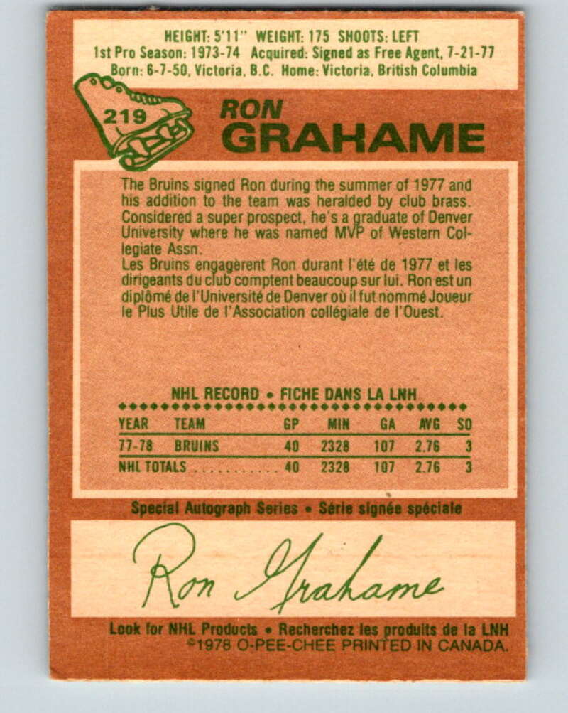 1978-79 O-Pee-Chee #219 Ron Grahame Los Angeles Kings V23965